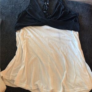 Black & White Lace-Up Swimsuit Cover Up/Dress